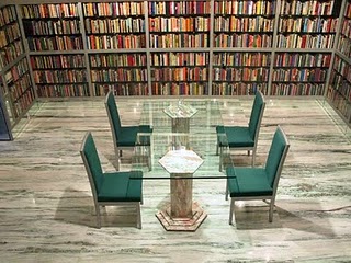 A central chamber in Osho's library at his ashram in Pune, India