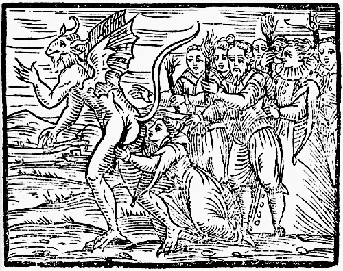 Historical illustration of the Devil and witches