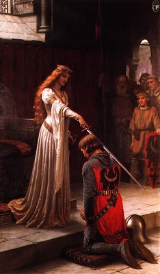 Edmund Blair Leighton painting of Queen Guinevere and Sir Lancelot