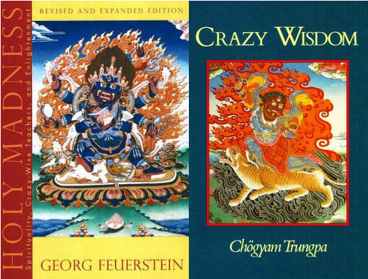 Covers of Holy Madness by Georg Feuerstein and Crazy Wisdom by Chögyam Trungpa